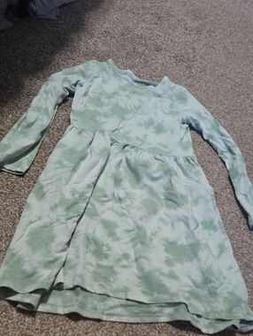 Cat & Jack Girls Mint Green Tie-Dye Long Sleeve Dress